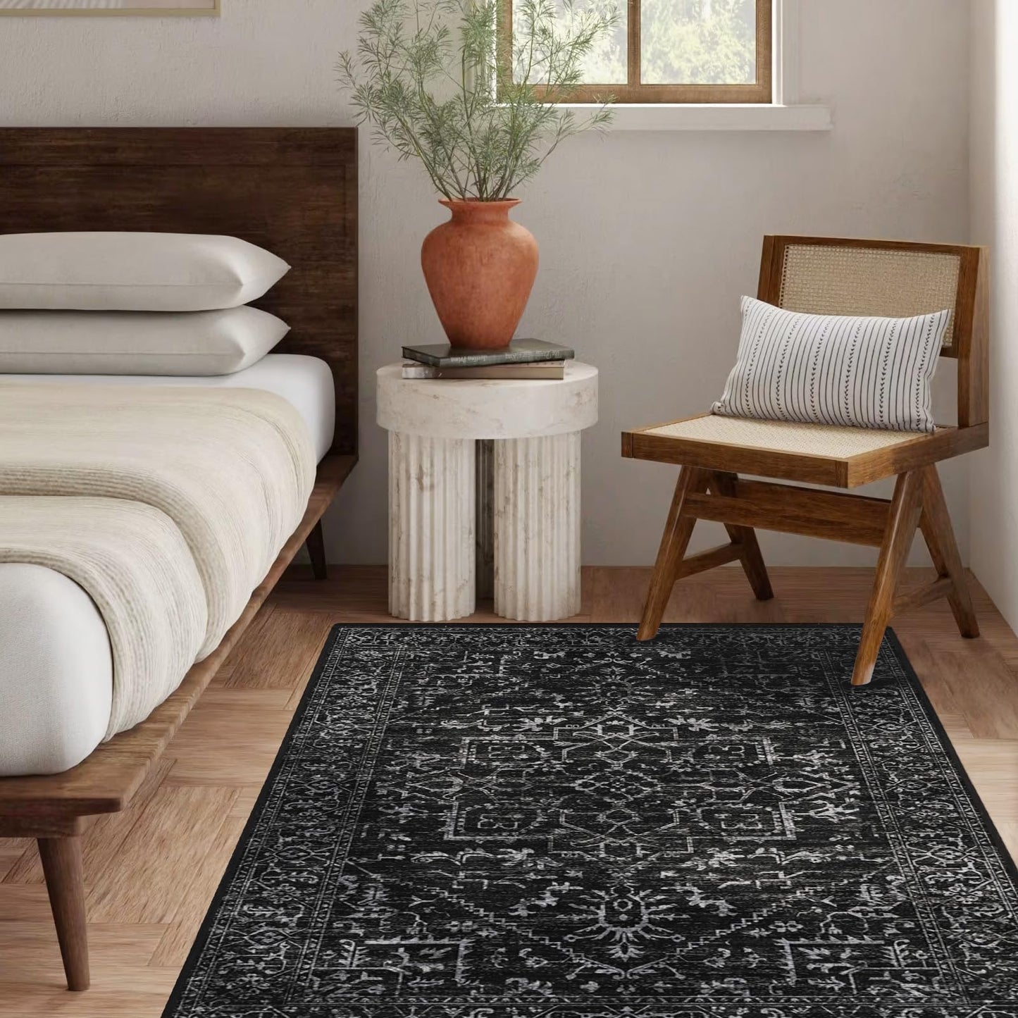 Chair Mat for Hard Floors, QQpony 60" x 48" Office Chair Mat for Hard Surface, Area Rug for Living Room, Protector Floor Rug Mat for Home Office (Black)