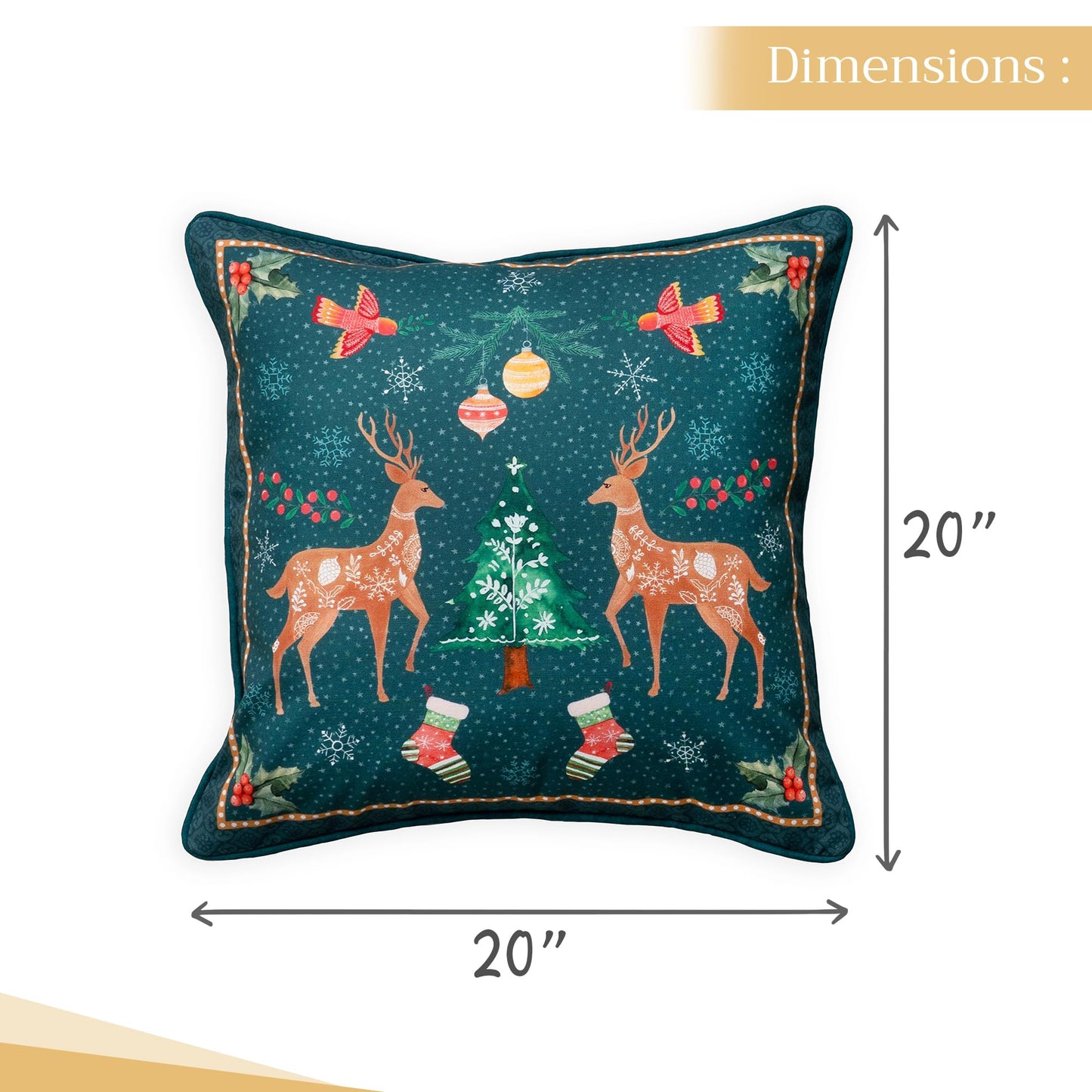 Maison d' Hermine Decorative Pillow Covers 20 x 20 inch Square 100% Cotton Throw Pillow Covers with Invisible Zipper for Living Room Couch Chair Sofas Spring Summer (Hygge Christmas)