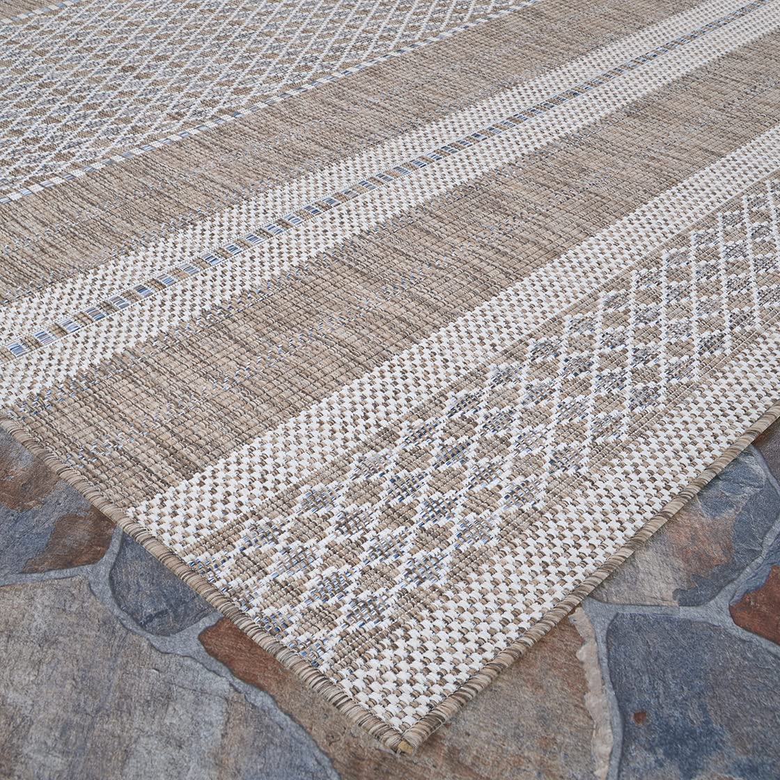 Couristan Charm Yukon 2'2" x 4'3" Indoor Outdoor Accent Rug - Twig Geometric Stripe, Hose Washable Flat Weave, UV-Protected, Patio Sunroom Living Room Dining Room