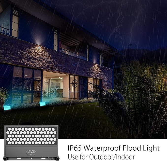 LED Wall Washer Light with RF Control, 288W RGBW Color Changing LED Flood Lights AC120V 28800LM 5700K Spotlight for Indoor Outdoor Lighting, Casinos, Weddings, Parties, Wall, Landscape