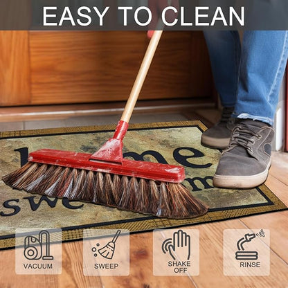 CHICHIC Door Mat Welcome Mat 17x 30 Inch Front Door Mat Outdoors for Home Entrance Outdoors Mat for Outside Entry Way Doormat Entry Rugs, Heavy Duty Non Slip Rubber Back Low Profile, Ink Home