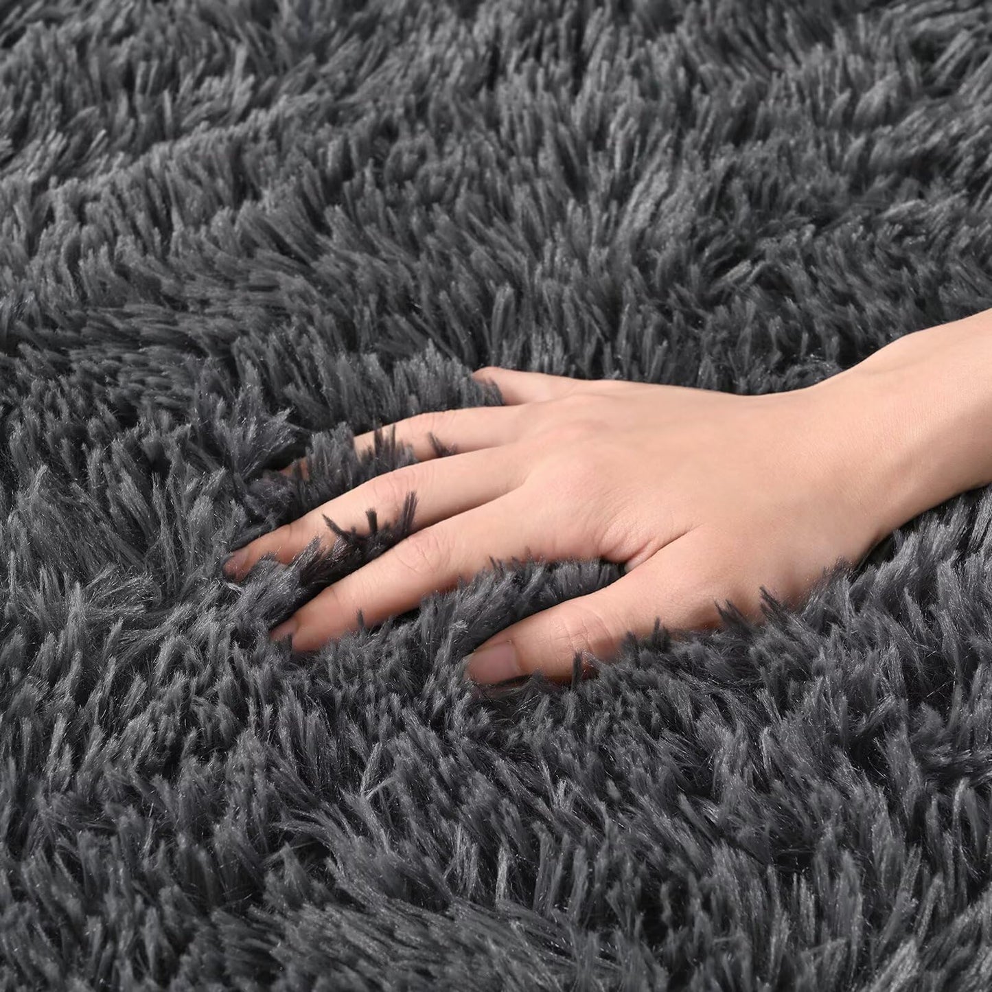 Soft Fluffy Area Rugs for Bedroom,7x10 Area Rug Shaggy Plush Carpet, Non-Slip Fuzzy Rug for Living Room, Kids Room, Dorm, Cozy Home Decor，Dark Grey