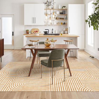 LUXRUG 6x9 Area Rug for Living Room - Large Abstract Washable Rugs for Bedroom Non-Slip Orange Dining Room Rug Rainbow Low-Pile Carpet Soft Modern Rug for Office Nursery Room