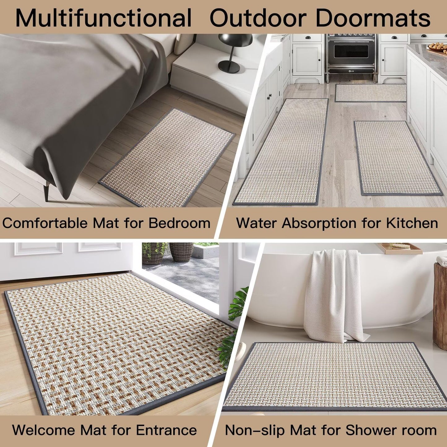 YDKGL Door Mat Entrance 24"x35", Dirt Resistant and Absorbent, Non-Slip Rubber Backing Floor Mats, Easy Clean Low-Profile Doormat for Entryway, Front Door, Inside Entrance, Grey