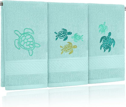 3 Pack Sea Turtle Coastal Hand Towels
