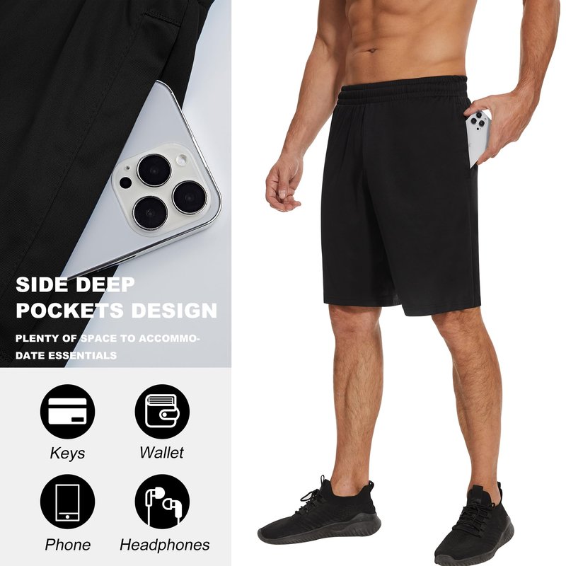 TVKSOM 5 Pack Mens Athletic Shorts with Pockets and Elastic Waistband Quick Dry Basketball Shorts Men for Running Casual