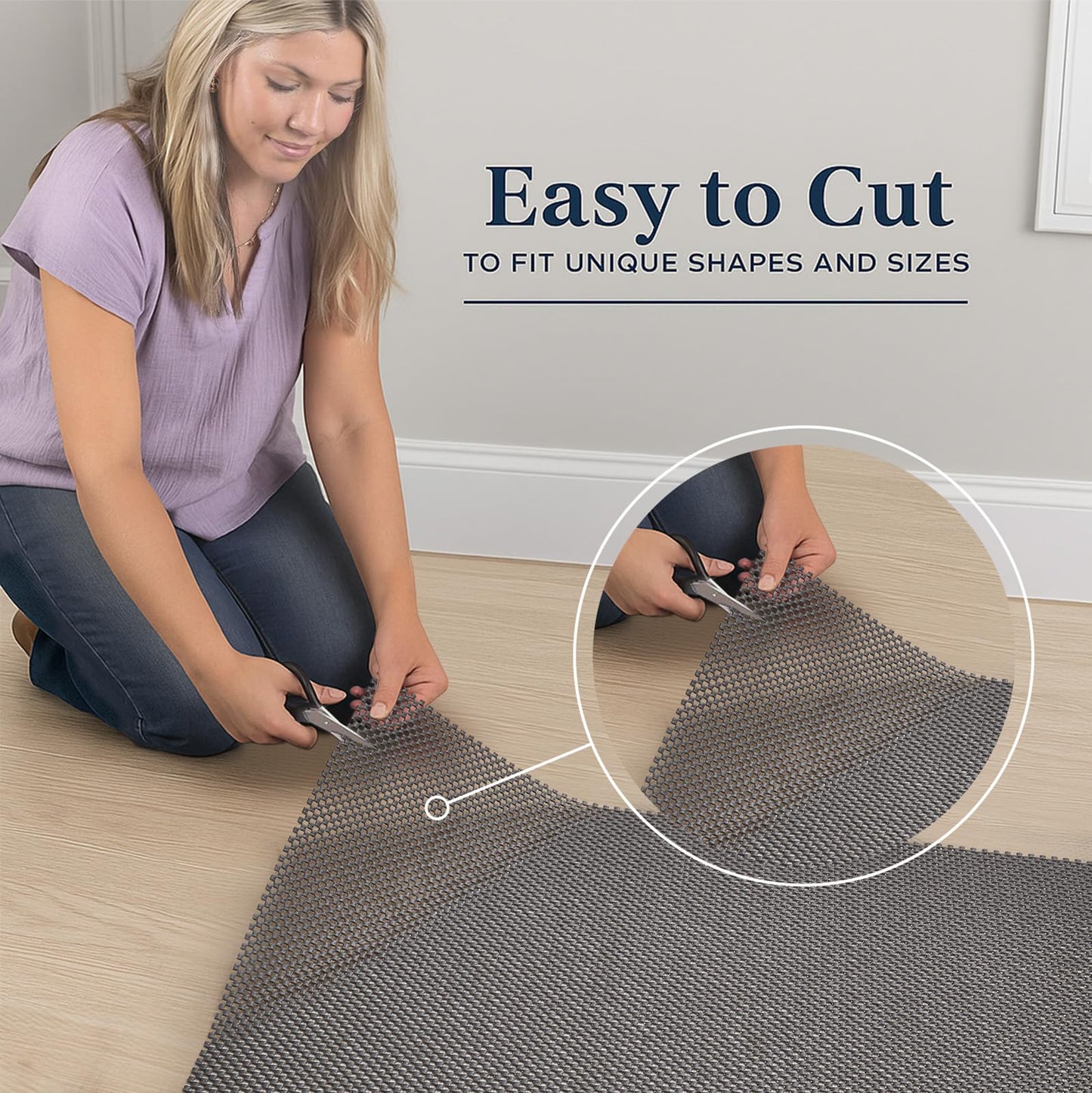Veken 8x10 Ft Rug Pad Gripper for Hardwood Floors, Non Slip Dark Grey Rug Pads for Area Rugs, Thick Rug Grippers for Tile Floors, Under Carpet Anti Skid Mat, Keep Your Rugs Safe and in Place