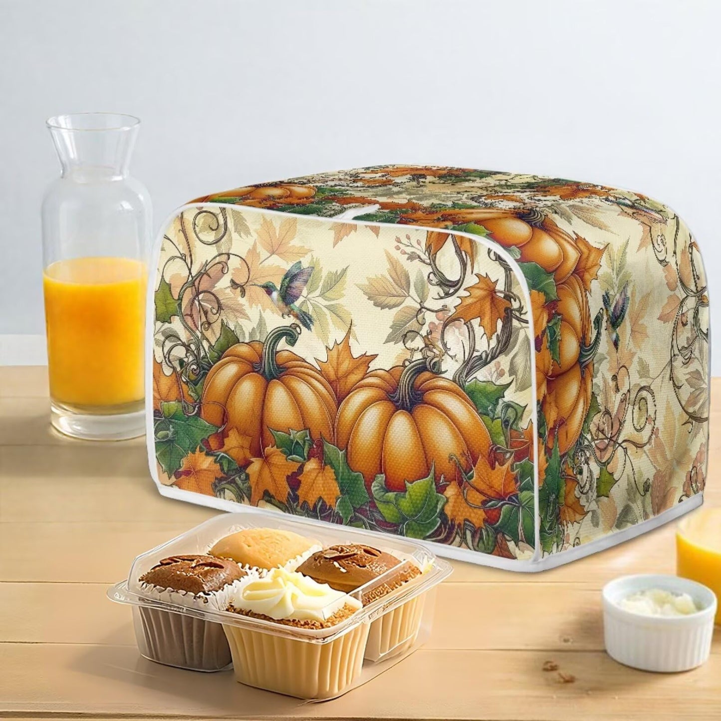 ASQVTIFE Pumpkin Toaster Cover Fall Decorations for Home 4 Slice Wide Slot Dust Cover for Kitchen Appliances Bread Machine Oven Dust Covers Toaster Oven Covers for Kitchen Counter