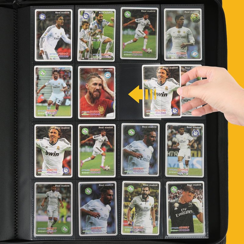 16 Pocket Ringless Side Loading Trading Card Binder, 1024 Cards PU Fixed Page Zipper Card Album for TCG Sports Game Cards, Not Fit Top Loaders(Lake Blue)