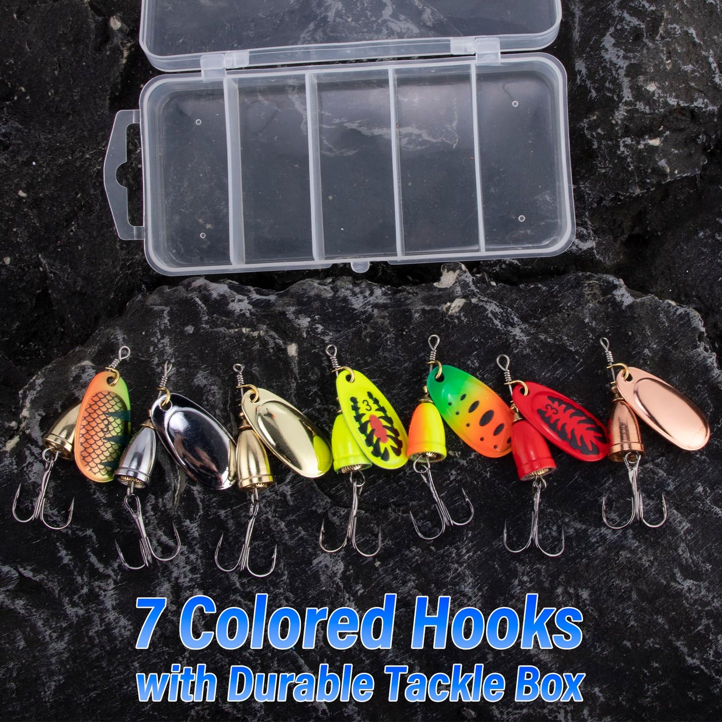 Dr.Fish 7 Pack Inline Fishing Spinner Kit 1/4oz, Freshwater Fishing Lures Bell Spinnerbait French Blade Trout Bass Walleye Lures