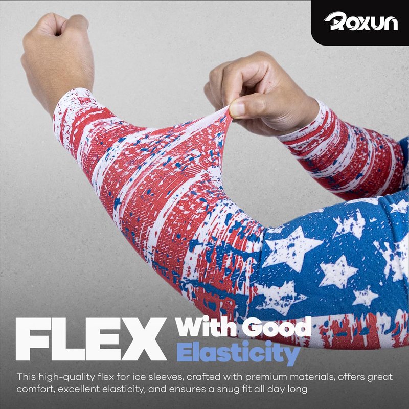 ROXUN 2 Pairs Flag Arm Sleeves Cooling UV Protection for Men Women Soccer Football Sports Canada Flag-2