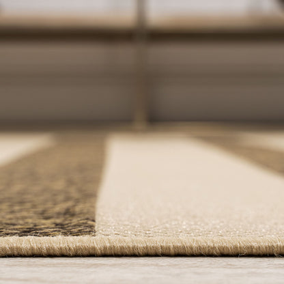 JONATHAN Y Wide Stripe Indoor Outdoor Area Rug 4X6 Beige/Brown, Aveiro for Backyard, Patio, Porch, Easy-Cleaning, High Traffic, Pet-Friendly, Non-Shedding (SMB112A-4)