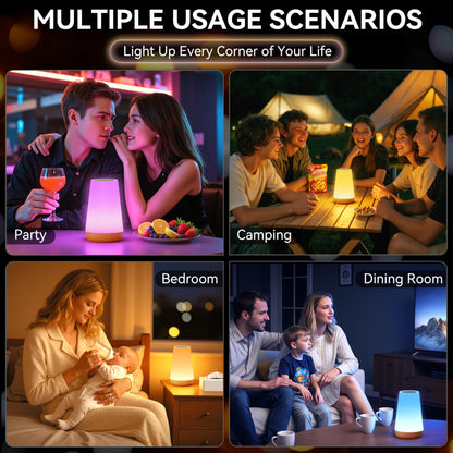 Auxmir LED Night Light Bedside Lamp Touch and Remote Control Dimmable Tabletop 13 RGB Colors Changing 5 Brightness Adjustable Rechargeable Portable Lamp for Baby Kids Nursery Bedroom Bathroom Camping