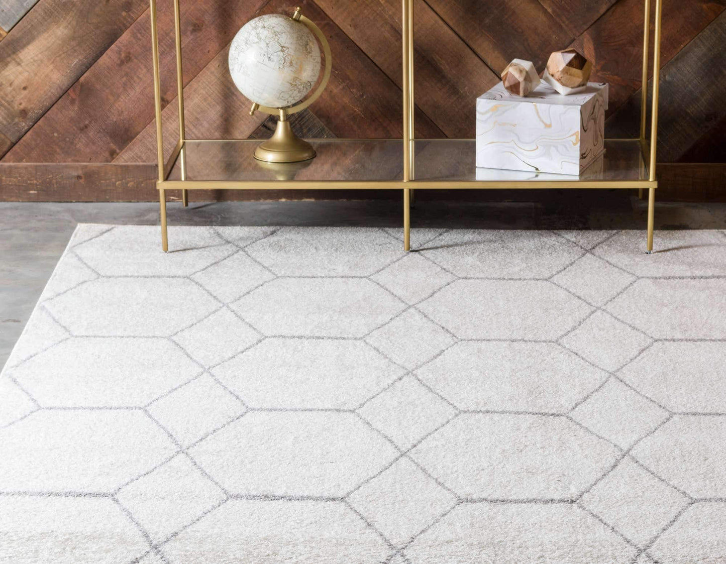 Unique Loom Trellis Frieze Collection Area Rug - Geometric (7' 10" x 10', Ivory/ Gray)