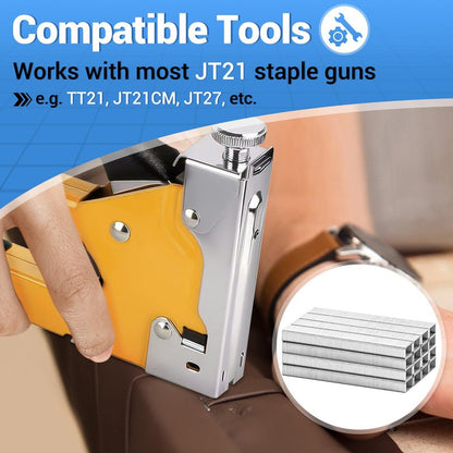 meite JT21 Staples, 3/8 Inch Galvanized Fine Wire Staples for Staple Gun - 7/16" Crown JT21 Staple Refill, Ideal for Upholstery, Crafts, Furniture (1 Case)