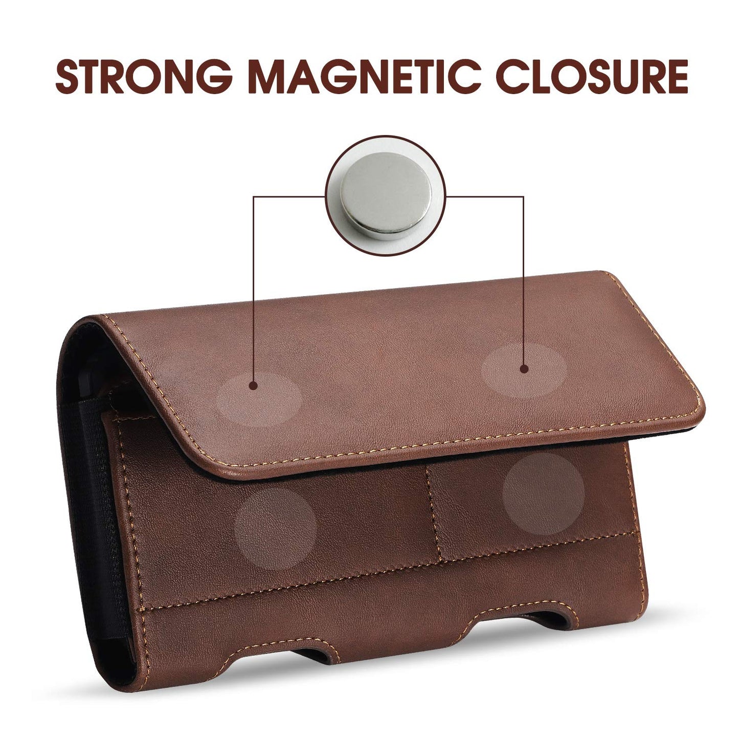 BECPLT for iPhone 17 Pro Max 16/15/14/13/12/11 Plus Holster Case Belt Clip Case Leather Holster Pouch with Card Holder for Galaxy S25+ S24/S23/S22/S21 Plus Brown