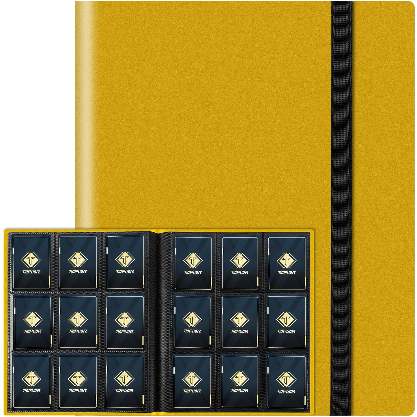 Trading Card Binder, Card Binder Album Folder Book Fit for MTG Baseball Football Sports Cards, Easy to Use Card Collection Binder (yellow, 360 Pockets)