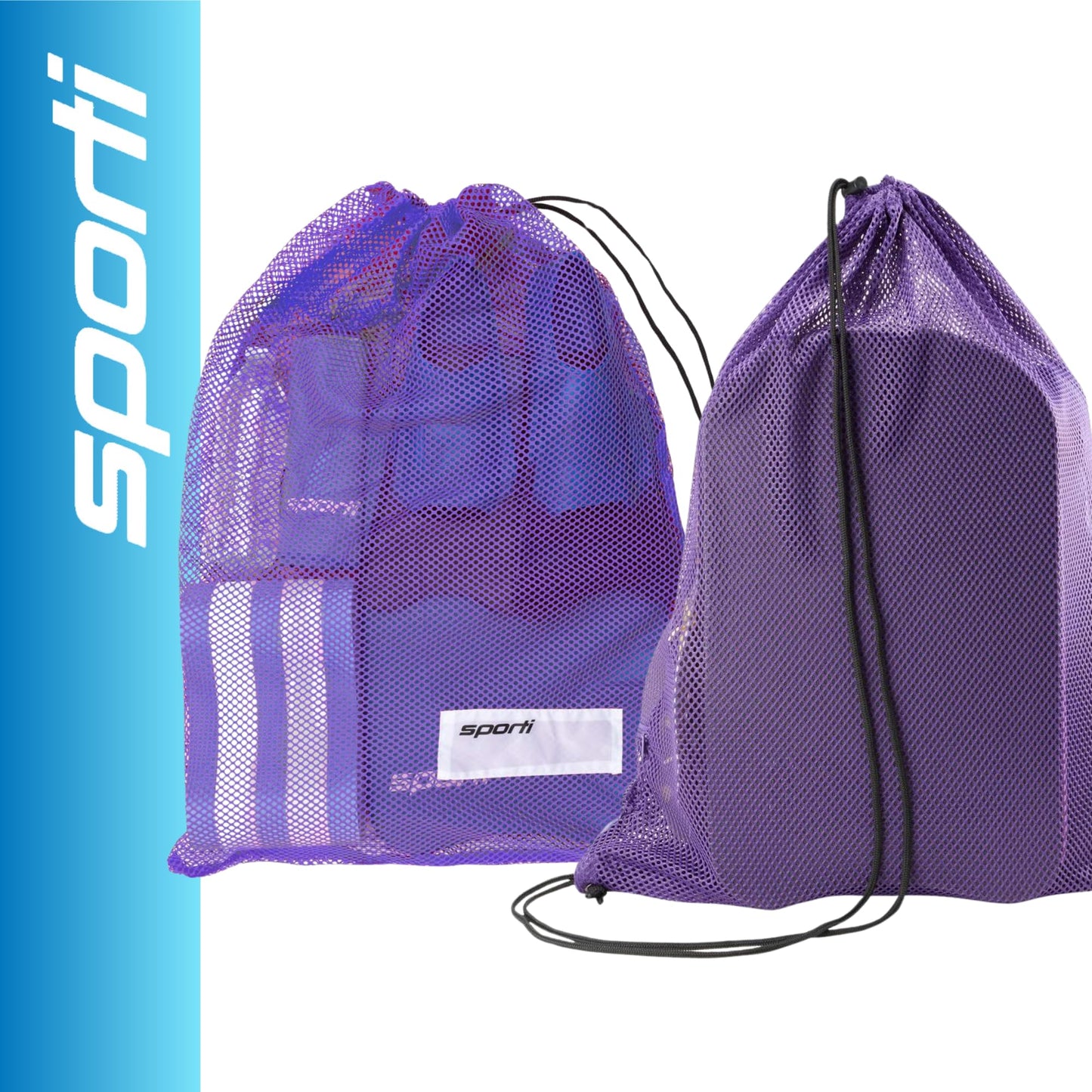 Sporti Swim Mesh Bag – Breathable Drawstring Swim Gear Bag with Quick-Dry Mesh, Durable Toggle Closure, Spacious Storage for Pool, Beach & Gym – Ideal for Swimmers & Water Sports - Purple