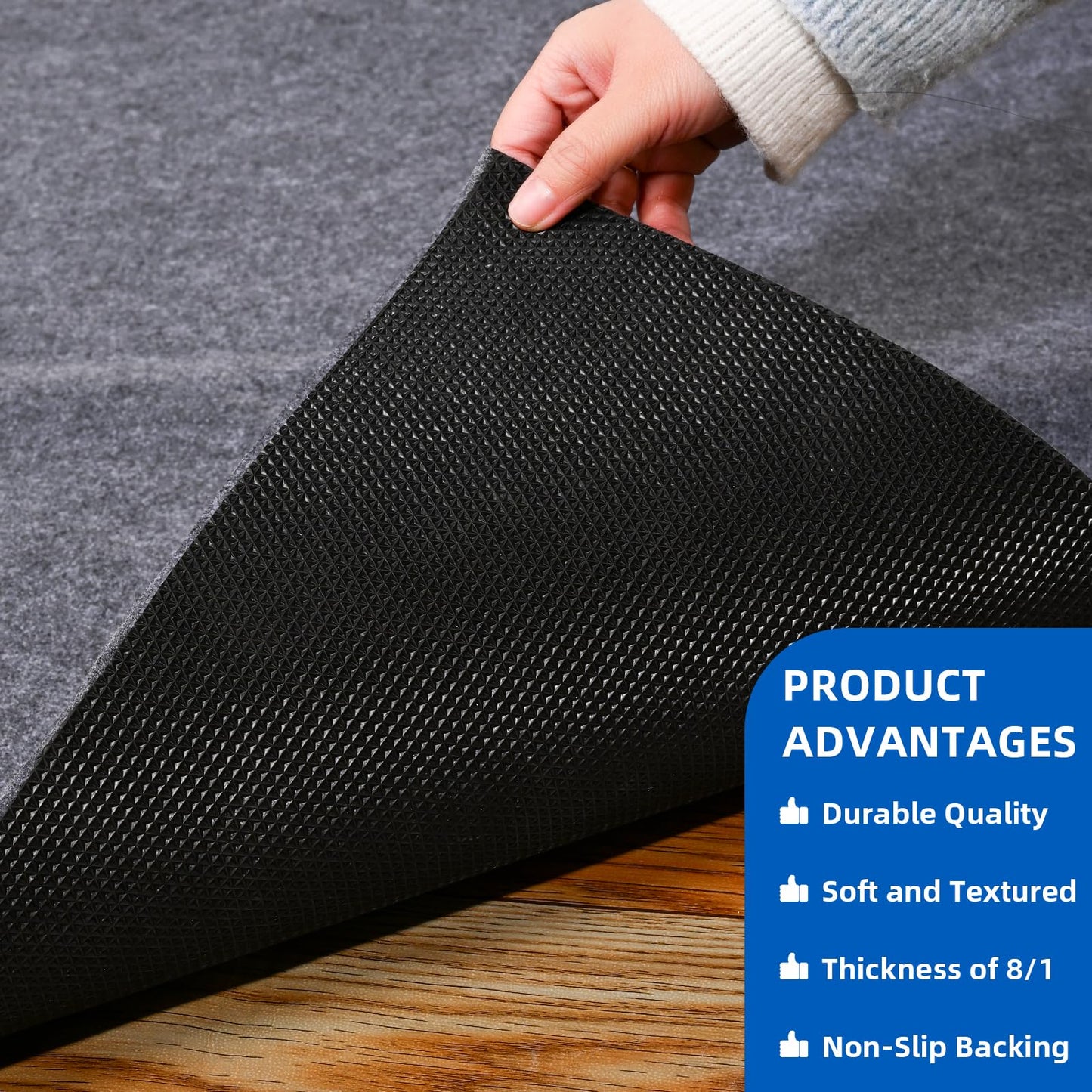 Evercomfy Garage Floor Mat, 7.4 x 17 Ft Waterproof Mat with Non-Slip Backing, Reusable Absorbent Surface, Easy Clean Floor Protector Oil Spill Mats for Garage, Driveway, Workshop
