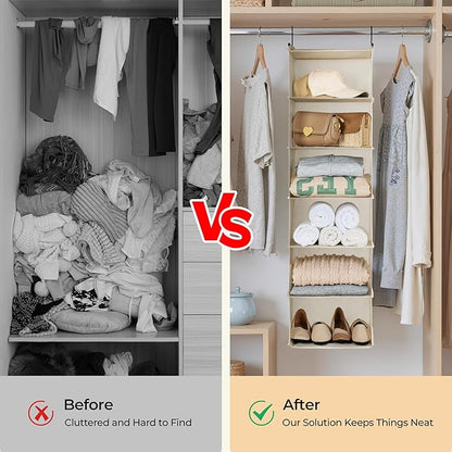 GRANNY SAYS 6 Shelf Hanging Closet Organizers and Storage, Collapsible Closet