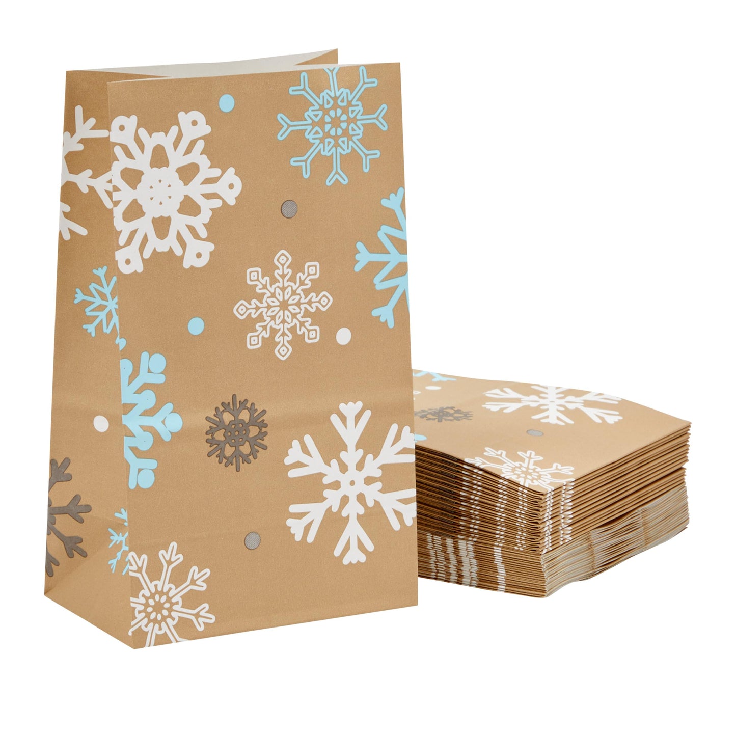 Juvale Paper Winter Gift Bags - 36 Count, 5.15 x 3.2 x 8.5 In, Red & White Snowflake - Reinforced Tear-Resistant Bottom - Snowflake Party Favor & Treat Bags for Snacks & Treats