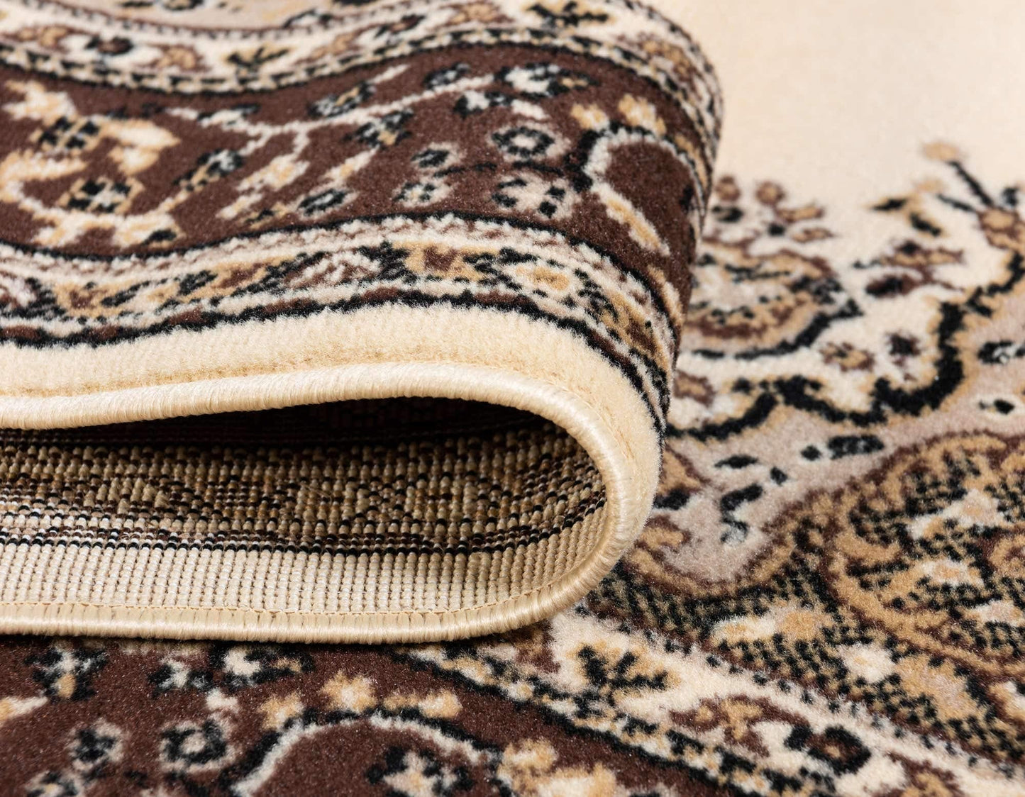 Unique Loom Reza Collection Traditional Persian Style Area Rug, Square 8' 0" x 8' 0", Ivory/Brown
