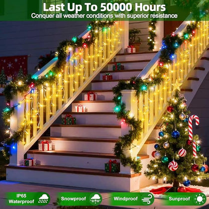 670 LED Christmas Lights with 148 Drops, 66ft 12 Modes Hanging ice String Lights with Timer & Dimmable & Waterproof, Plug-in Fairy Lights for Tree Holiday Wedding Party Christmas Decor Warm White