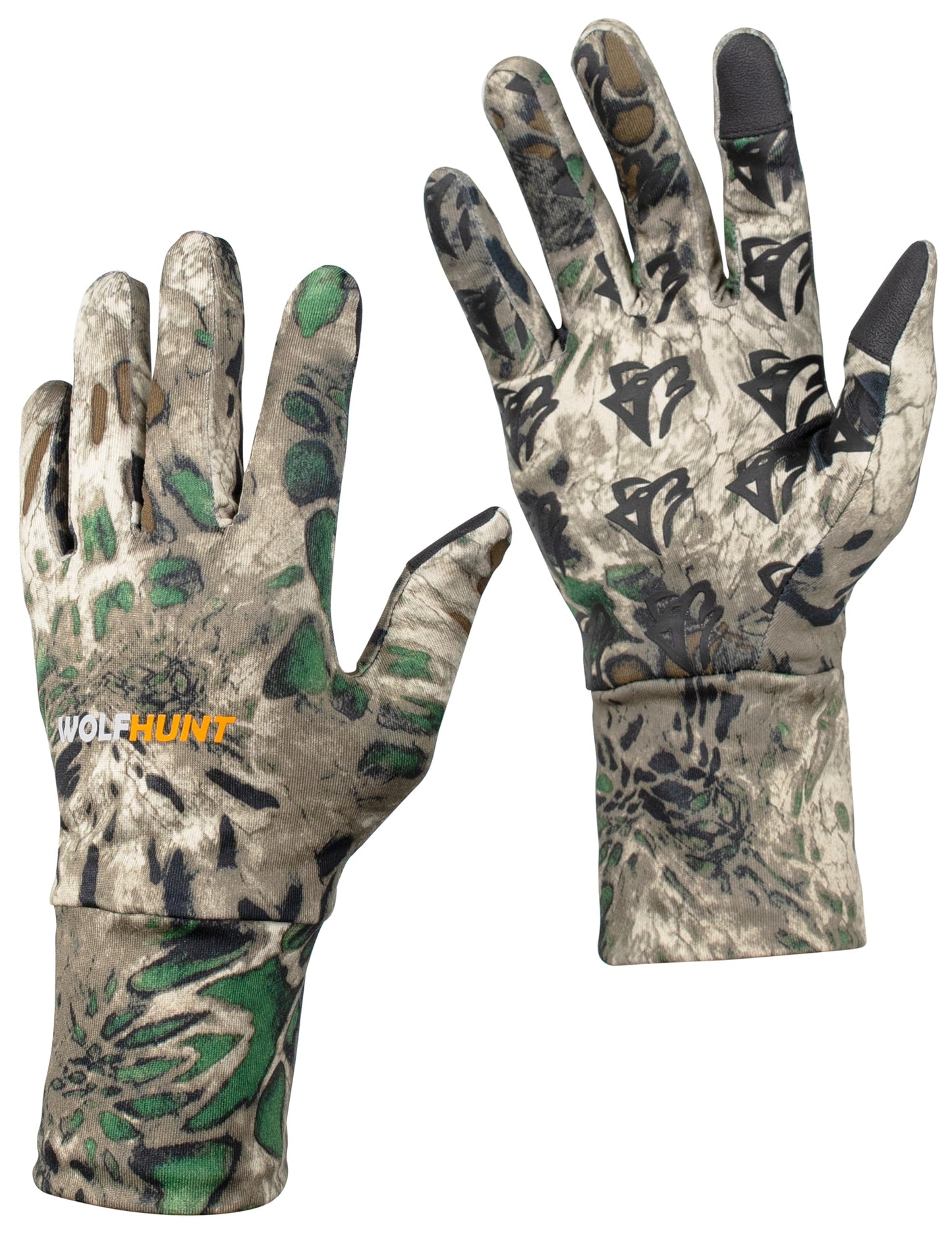WOLFHUNT Lightweight Camouflage Hunting Gloves, Men/Women Anti-Slip Camo Archery Gloves for Hunting, Camo MP, XL/XXL