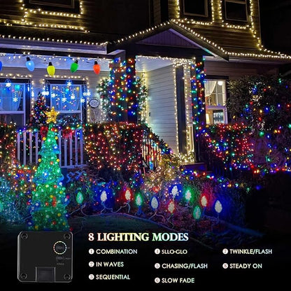 Extra-Long 144FT Solar String Lights for Outside, 2 Pack 400LED Solar Christmas Lights Outdoor, Waterproof Copper Wire with 8 Modes Twinkle Fairy Lights for Tree Garden Party Xmas Decor (Multicolor)