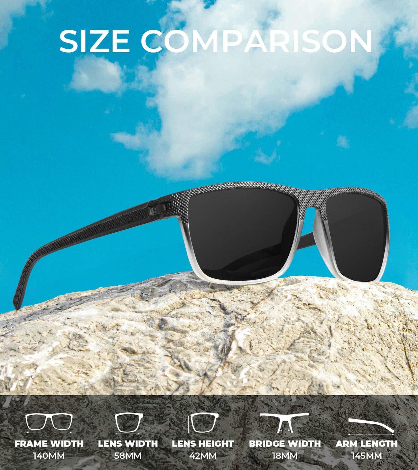 KALIYADI Polarized Sunglasses Men, Lightweight Mens Sunglasses Polarized UV Protection Driving Fishing Golf (Black Clear/Black Green/Black Red)