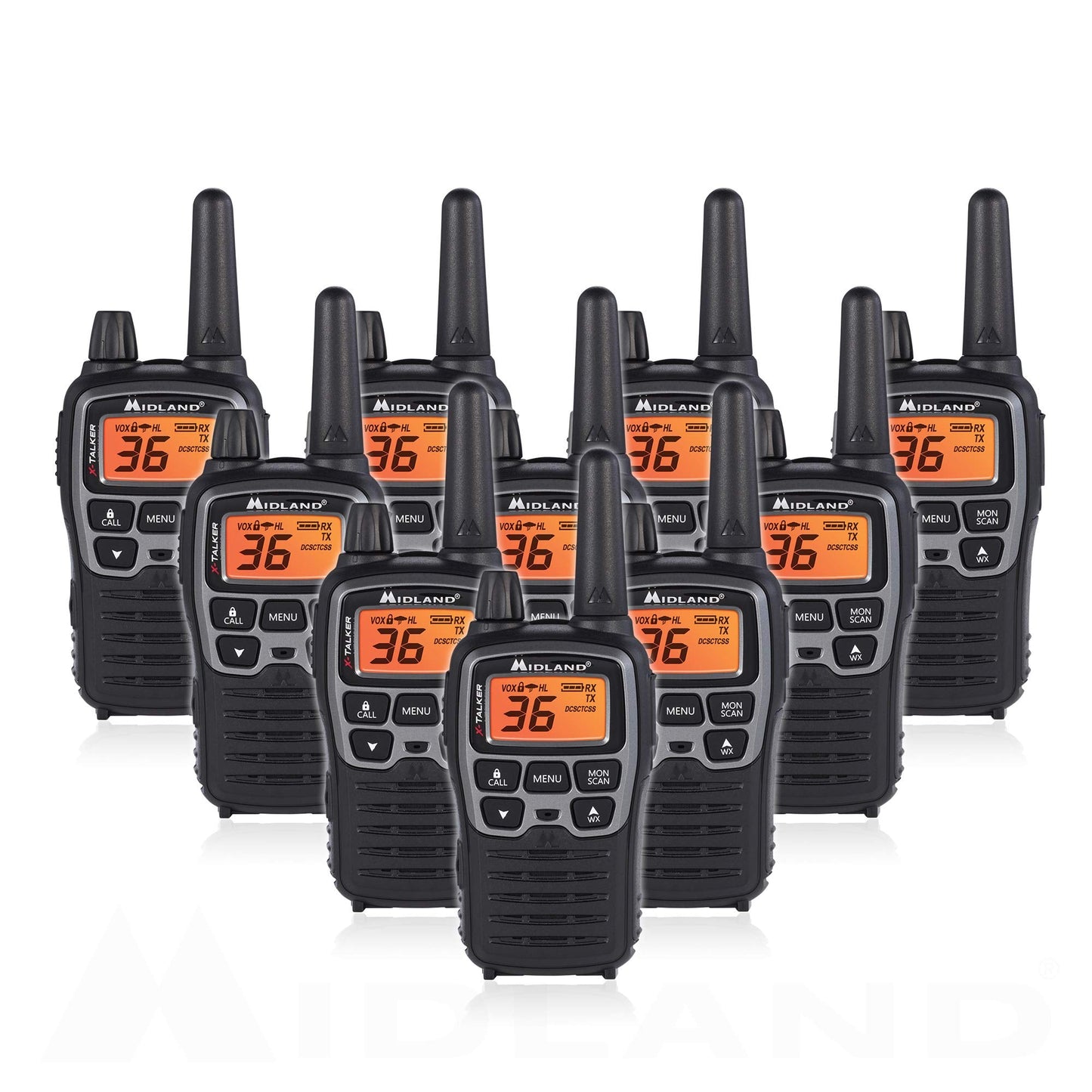 Midland T71VP3 36 Channel FRS Two-Way Radio - Up to 38 Mile Range Walkie Talkie - Black/Silver (Pack of 4), 6.2" x 1.3" x 2.3", Model Number: T71X4VP3