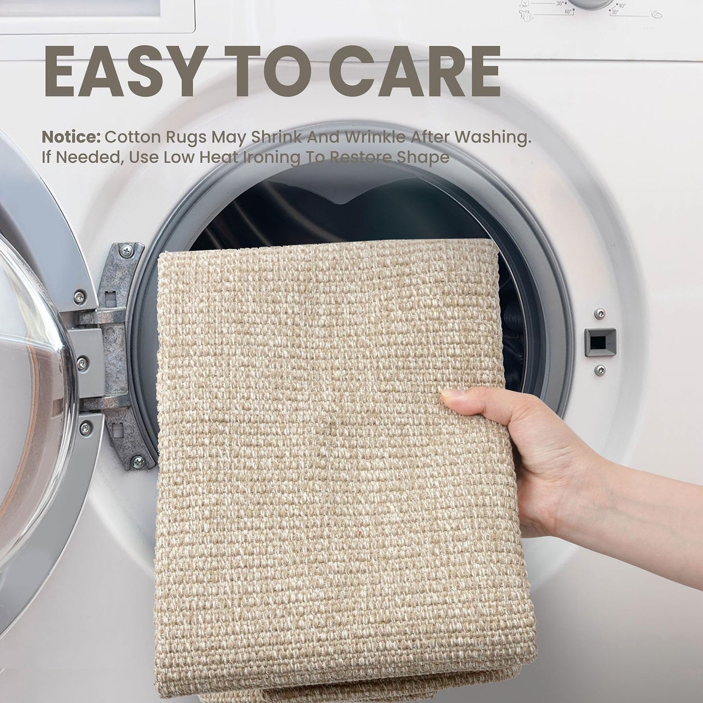 EARTHALL Small Area Rug 2x3 Ft Washable Rugs for Entryway Non Slip Braided Throw Rugs with Rubber Backing Door Mat Indoor Outdoor Entrance Cotton Woven Carpet for Kitchen Foyer Front Door, Send/Beige