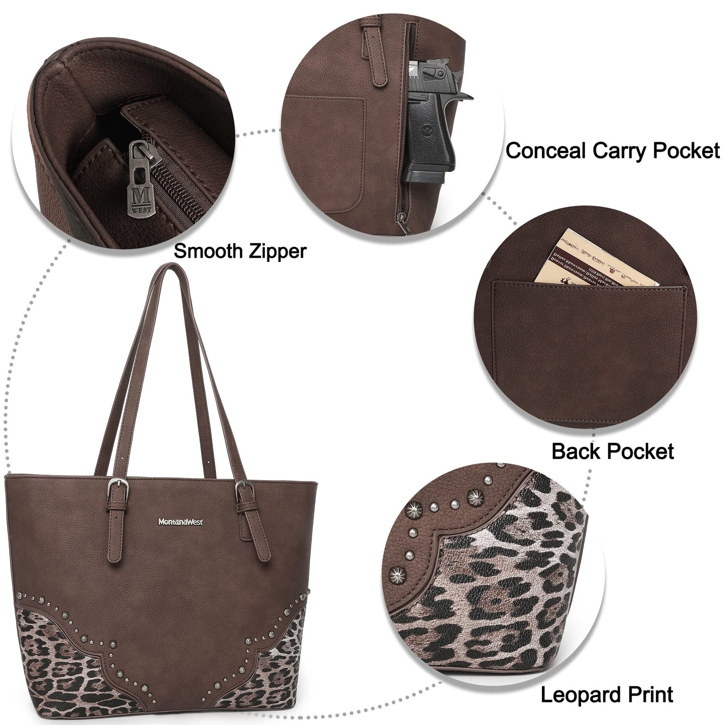 Montana West Purses and Handbags for Women 3pcs Hand Bags Tote Purse and Wallet Set Shoulder Satchel Bag for Women Leopard Print gifts MWC3-G058CF