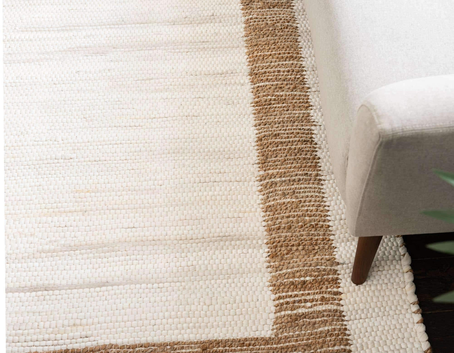 Unique Loom Chindi Jute Collection Area Rug (5' 1" x 8' Rectangle, White and Natural/ Natural)