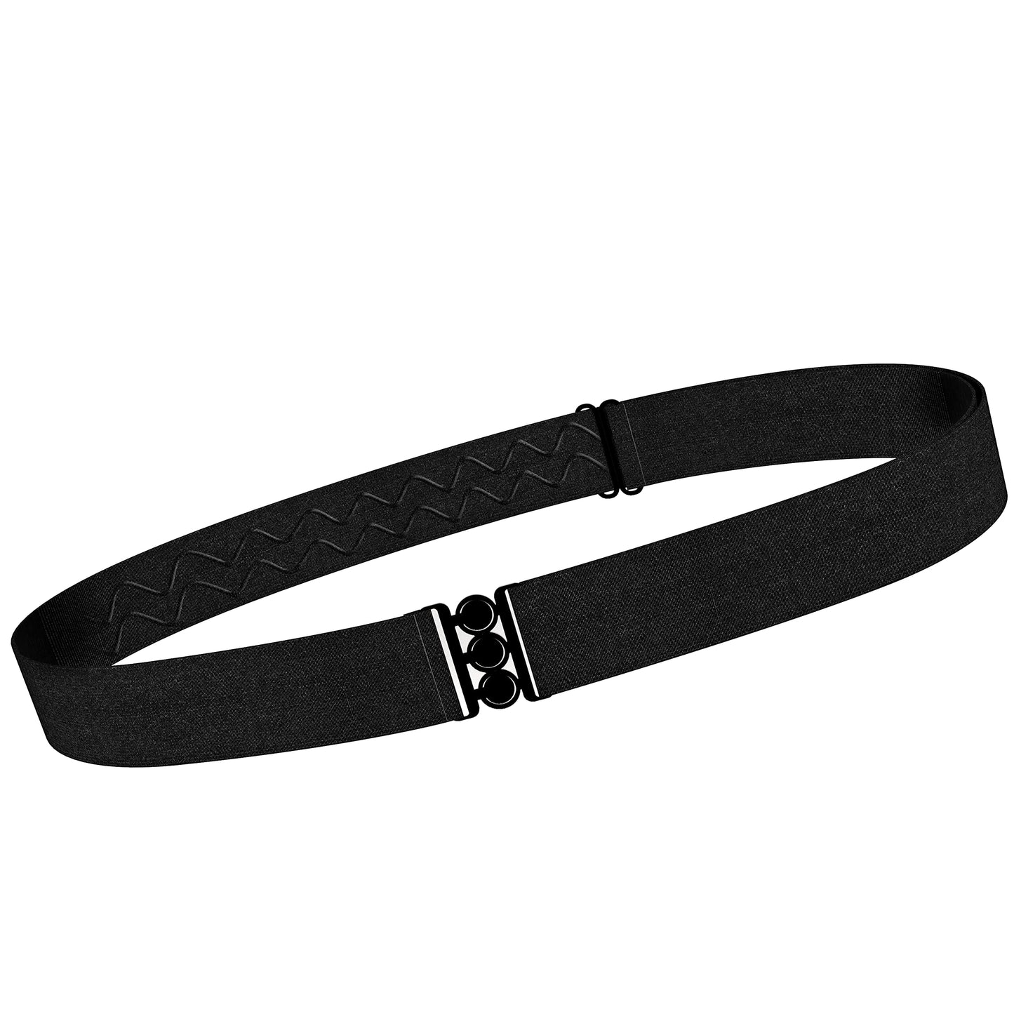 ONE-BELT No Show Invisible Elastic Belts for Women | Non Slip | Fits waist upto 50 Inch (Matte Black - Black, L -XXL)