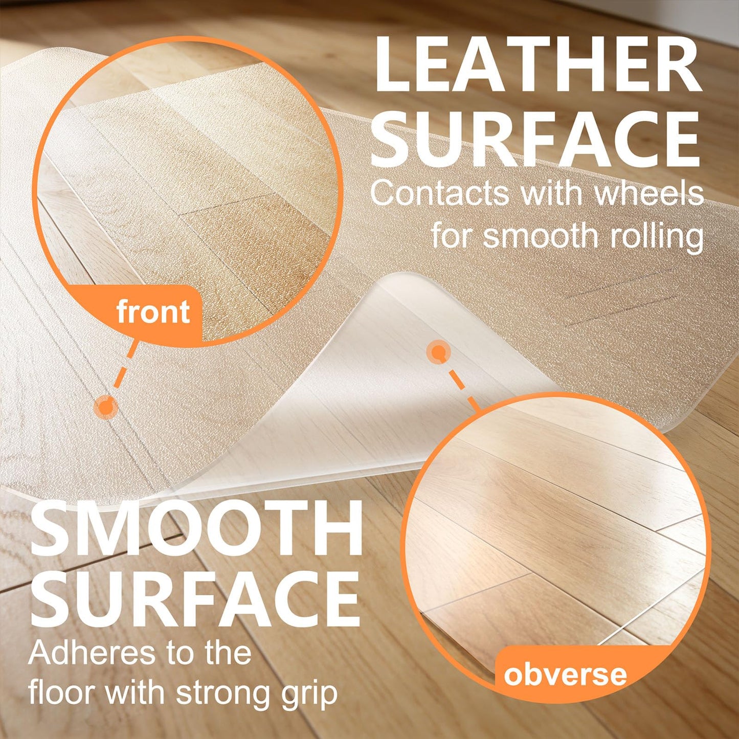 Plastic Chair Mat for Hard Floors, Heavy Duty Anti-Slip Clear Mats Wood/Tile Protector for Rolling Chair, Home & Office Use (36" x 48" Rectangle)