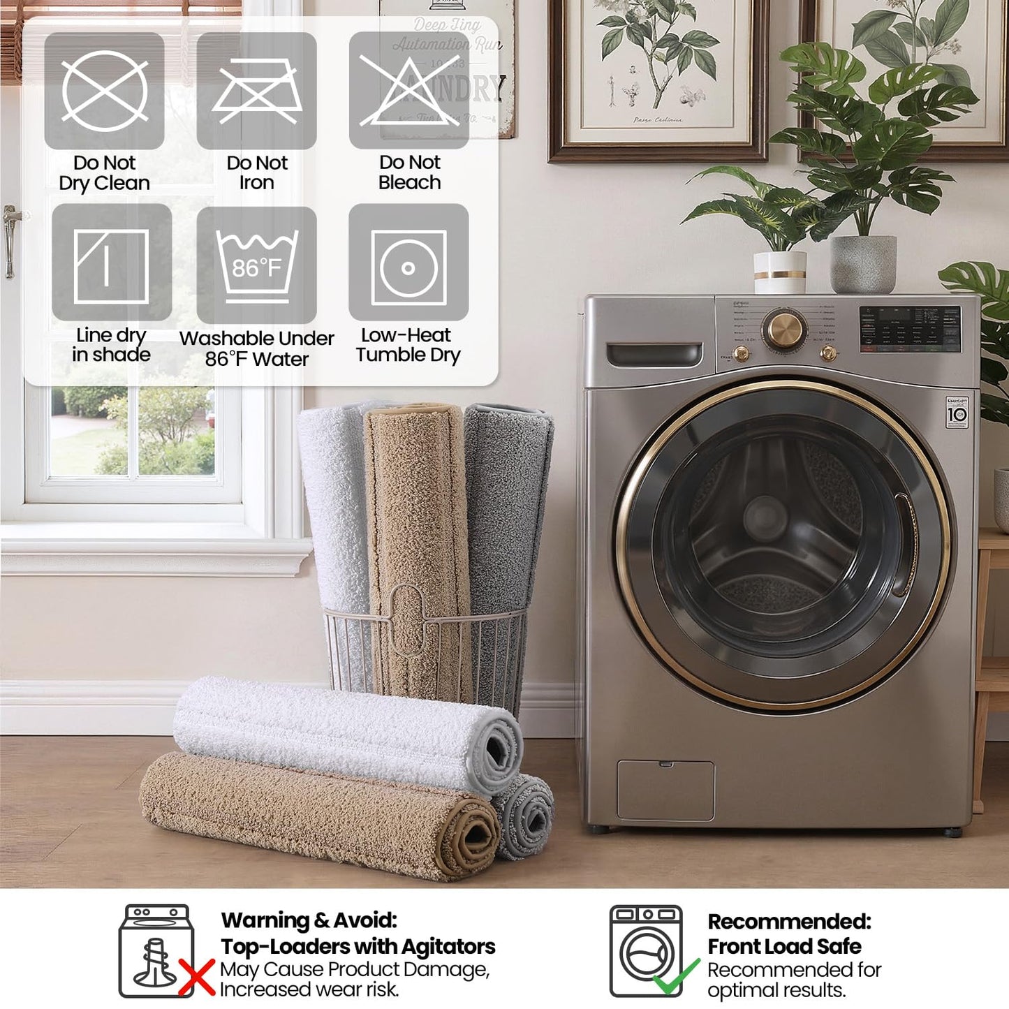 DEXI Bathroom Rugs 24x36, Machine Washable Non Slip Bath Mat, Soft Microfiber Absorbent Quick Dry Bath Rugs for Shower Floor, Sink, Tub, Beige