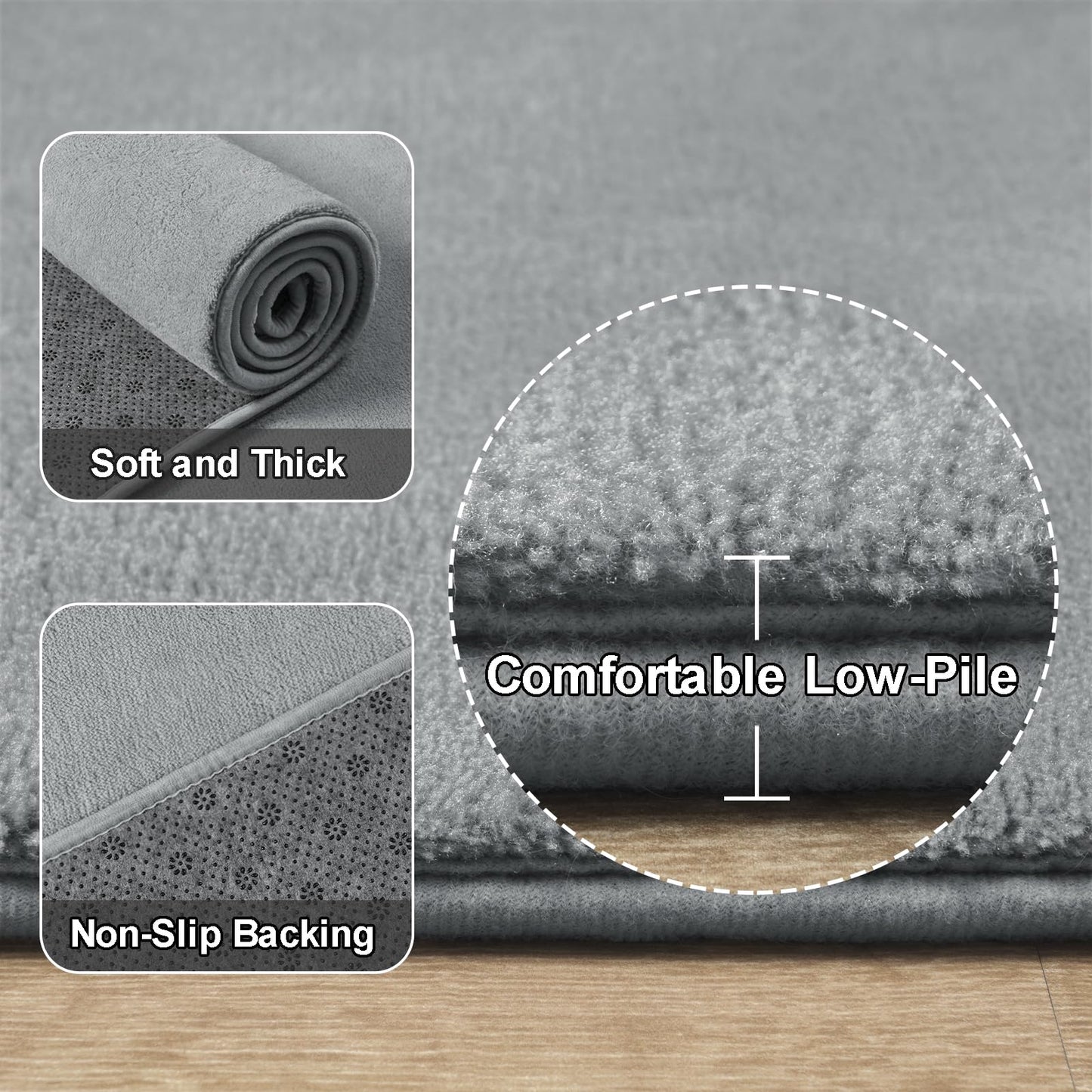 Amearea Modern Soft Hallway Runner Rug, 2x6 Feet Washable Runner Rugs for Hallway, Grey Fluffy Rug Bedroom Bedside Rugs, Non Slip Memory Foam Rug Carpet for Entrance Kitchen Living Room Decor
