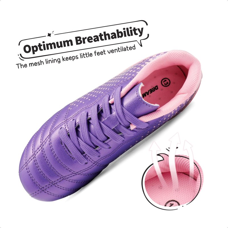 DREAM PAIRS Boys Girls Outdoor Sport Football Shoes Soccer Cleats for Little/Big Kid,Size 13 Little Kid,Light/Purple/Pink,SUPERFLIGHT-1K