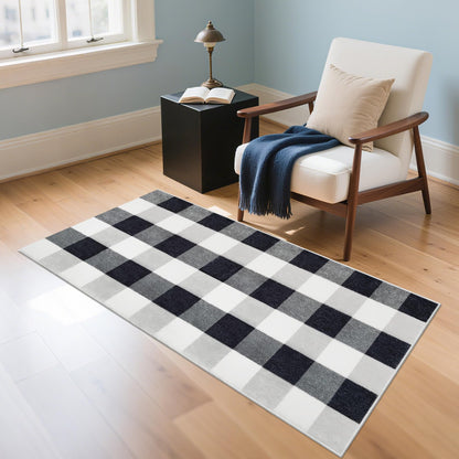 ZJYeRug 2X4 Buffalo Plaid Rug for Entryway,Machine Washable Black and White Checkered Small Runner Rugs for Indoor,Non Slip Soft Mat for Farmhouse Kitchen Porch Bedroom Living Room Hallway Christmas