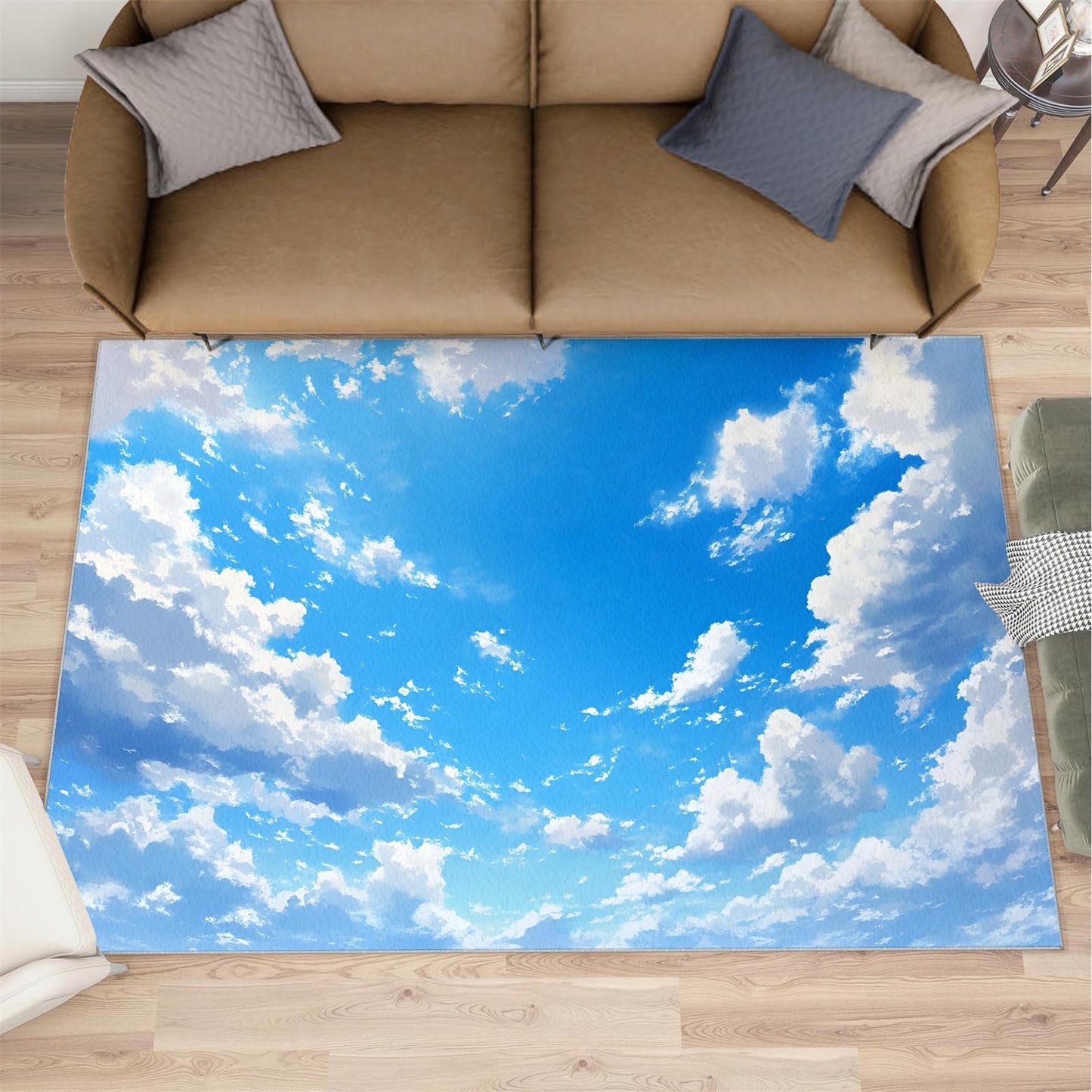 Blue Skies and White Clouds Rugs for Living Room - The Sky Rug, 5x6 Rug, Clear Sky Area Rug, Washable & Non Slip & Soft Large Rugs, Home Decor