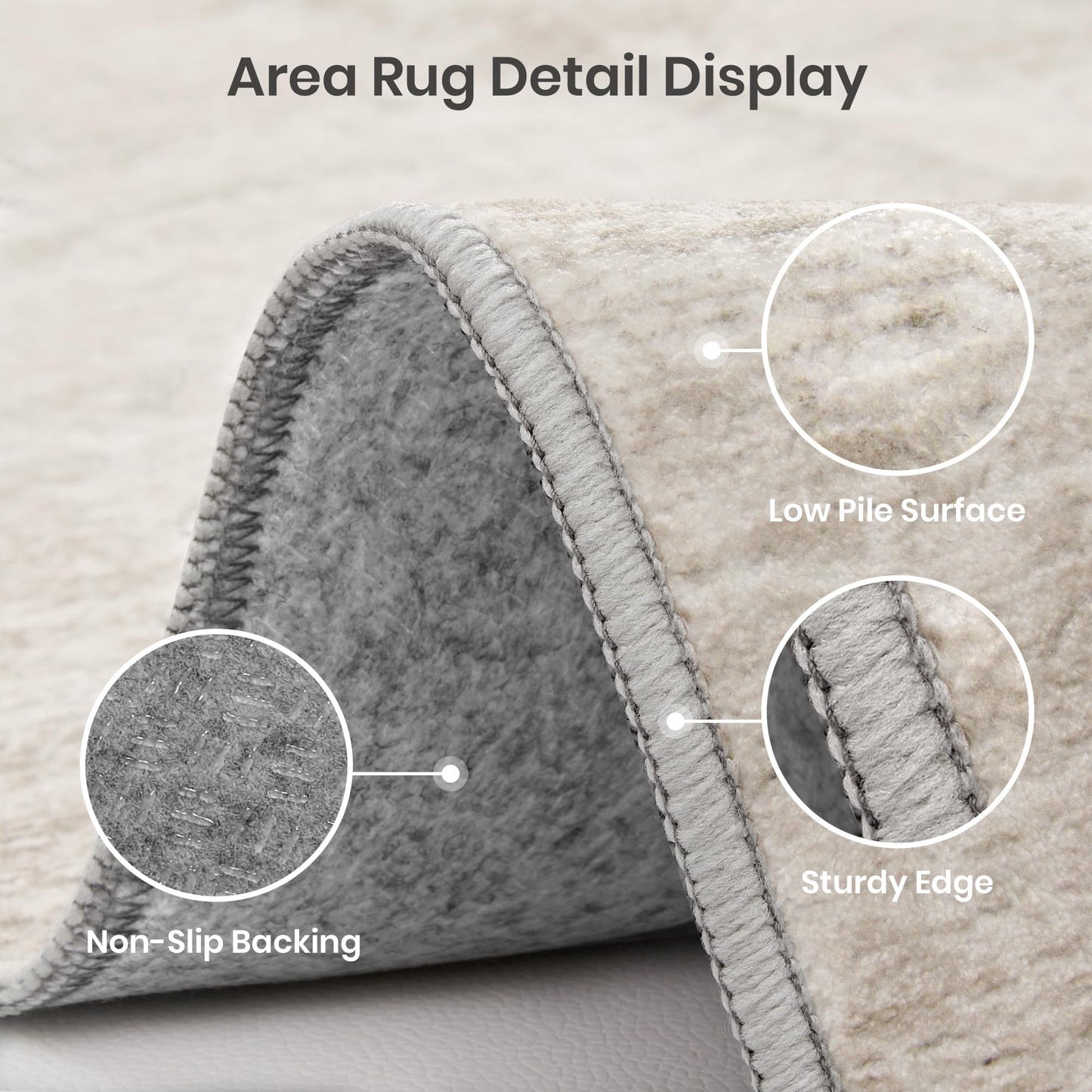 Valenrug Washable Rugs 4x6 - Stain Resistant 4x6 Area Rugs for Living Room, Non Slip Backing Printed Rugs for Bedroom, Folable Machine Washable Area Rug(4'x6', Beige)