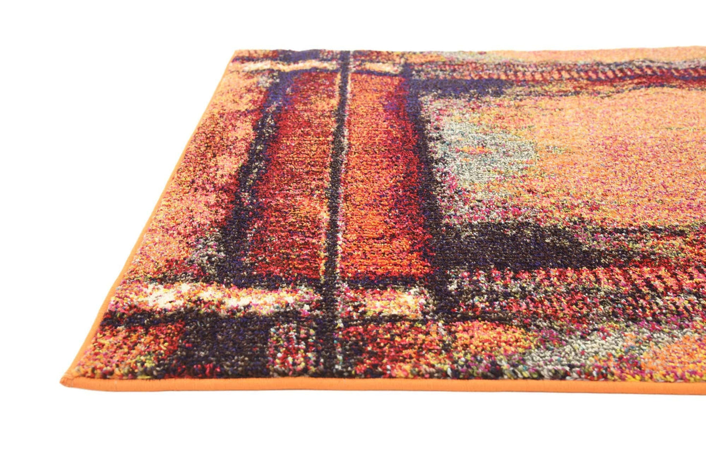 Unique Loom Estrella Collection Rustic, Distressed, Modern, Abstract Area Rug (3' 3 x 5' 3 Rectangular, Orange/Black)