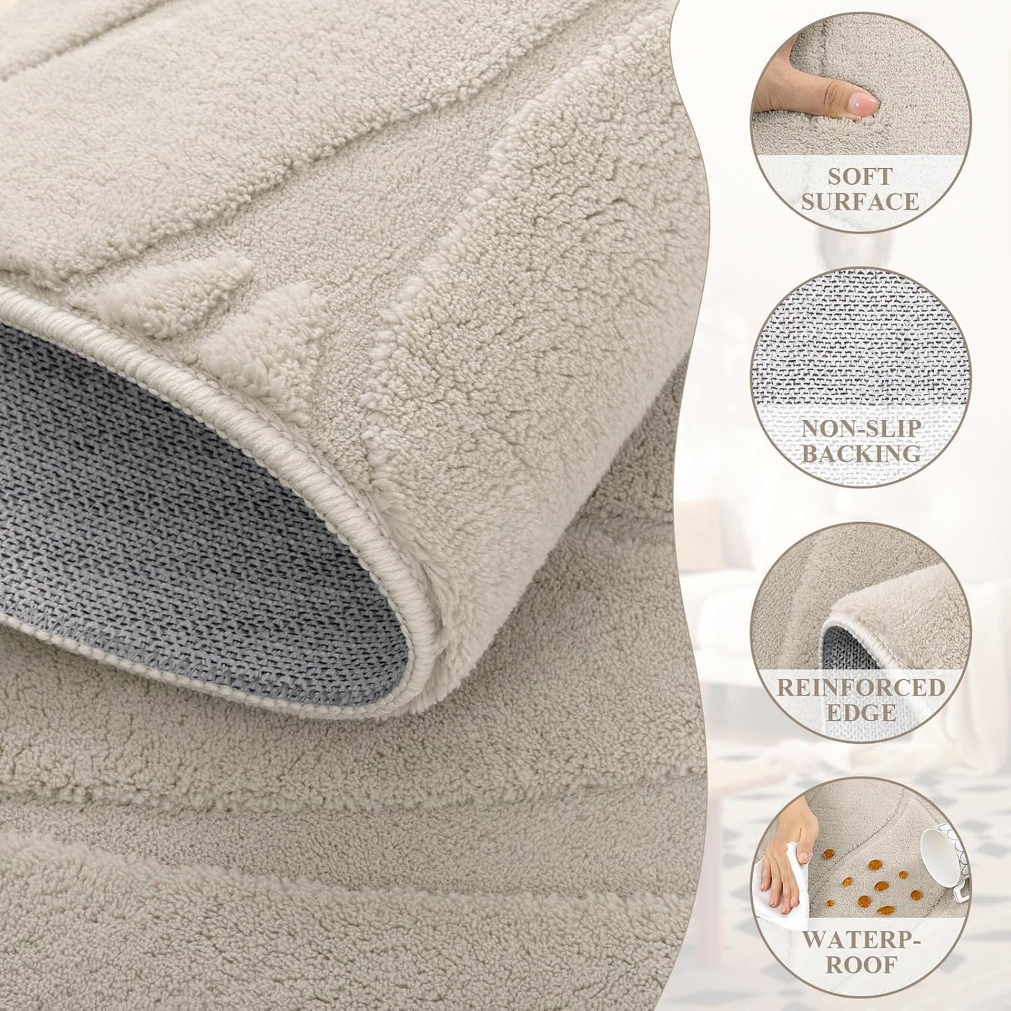 SHACOS Soft Area Rug for Bedroom 4x6 Beige, Washable Non Slip Indoor Rug for Entryway, Fluffy Rugs Carpet for Living Room Kids Nursery Room, Home Decor Aesthetic - Leaf Pattern Design
