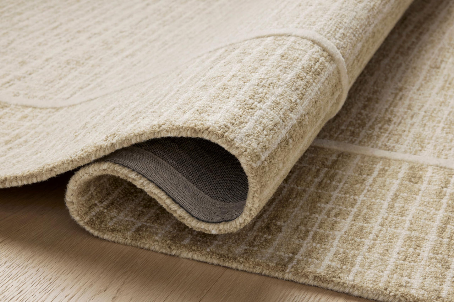 Loloi Chris Loves Julia Briggs Collection, Wheat & Ivory, 5'-0" x 7'-6" Area Rug – Minimal Gritted Design Area Rugs for Living Room Bedroom Entryway & Hallway No Shed High Traffic Home Decor Rug