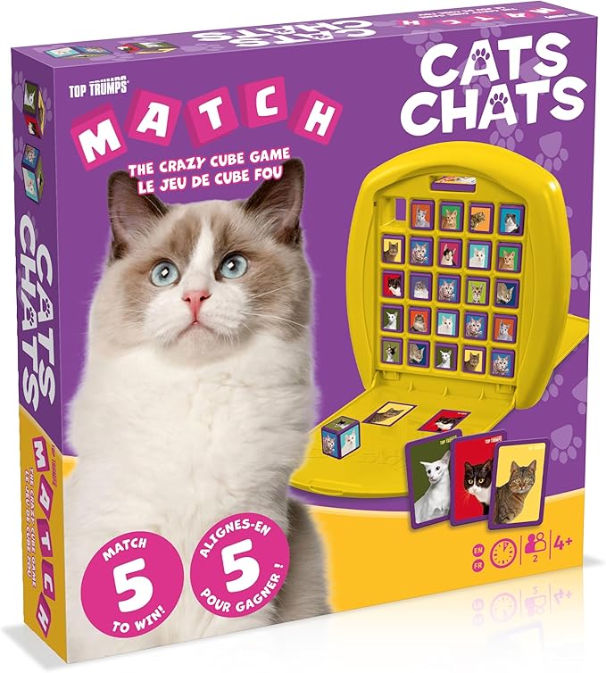 Top Trumps Match Game Cats - Family Board Games for Kids and Adults - Matching Game and Memory Game - Fun Two Player Kids Games - Memories and Learning Board Games for Kids 4 and up