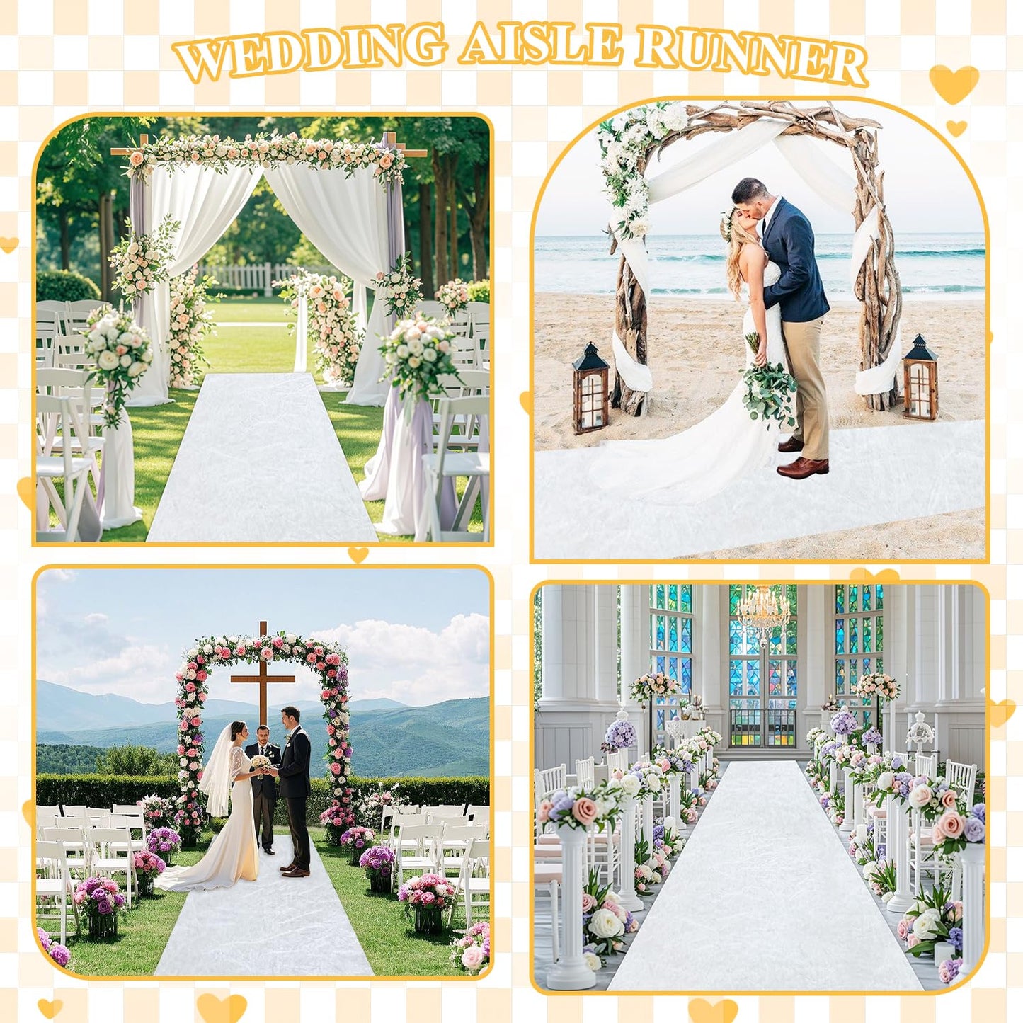 FOTSHARER White Aisle Runner for Wedding Velvet Aisle Runner Rug 4FTx15FT Wedding Carpet Runner Indoor Outdoor Wedding Party Prom Walkway Rugs Decorative Church Runner Wedding Aisle Decorations
