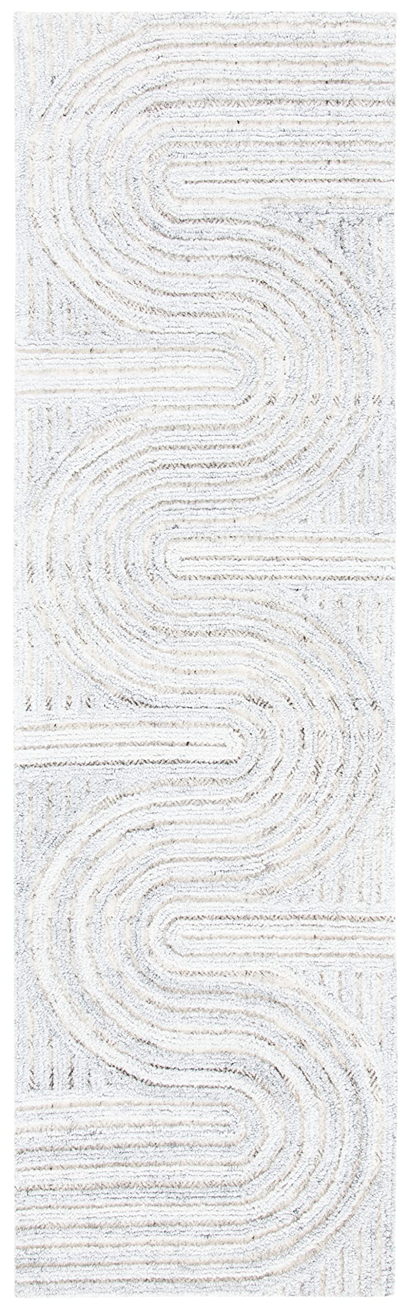 SAFAVIEH South Hampton Collection Runner Rug - 2'3" x 6', Grey, Handmade Mid-Century Modern Abstract, Ideal for High Traffic Areas in Living Room, Bedroom (SHA301F)