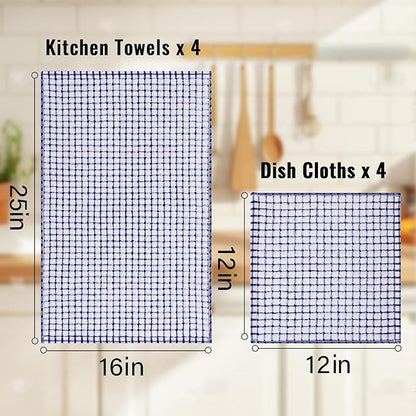 Homaxy Kitchen Towels and Dishcloths Set, 16 x 25 and 12 x 12 Inches, Super