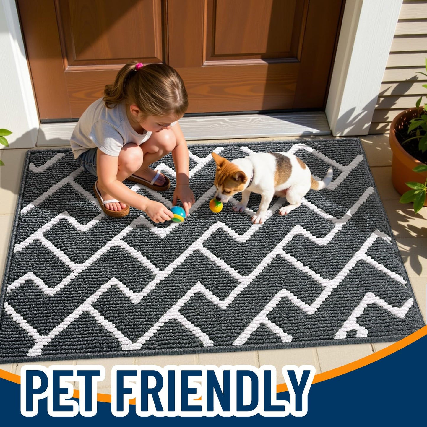 OLANLY Front Door Mat, Non-Slip Rubber Backing, Dirt Resistant and Absorbent, Washable, Easy to Clean Low-Profile Indoor Doormat for Back Door, Entryway, Inside Entrance, 48x32, Charcoal
